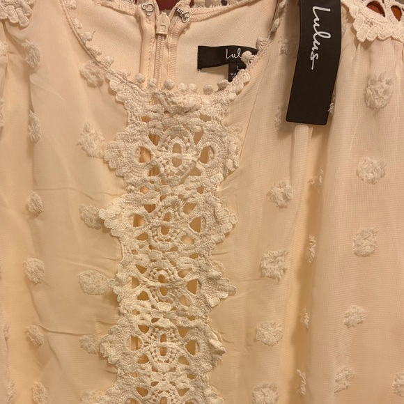 Lulus Lust or Love Cream Embroidered Lace Long Sleeve Dress Large NWT - Picture 9 of 11